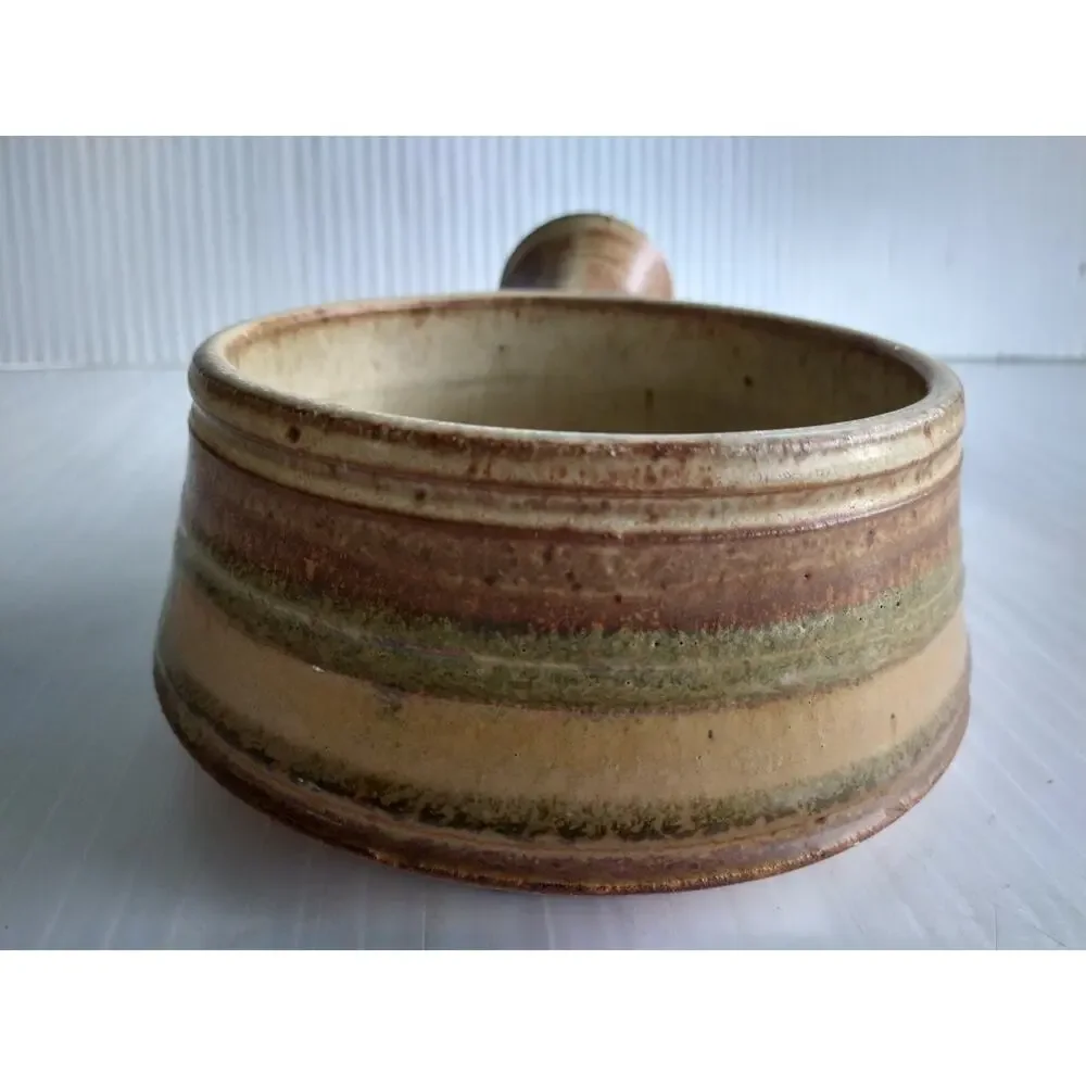Studio Pottery Stoneware Bowl With Single Handle - Signed Denny '61